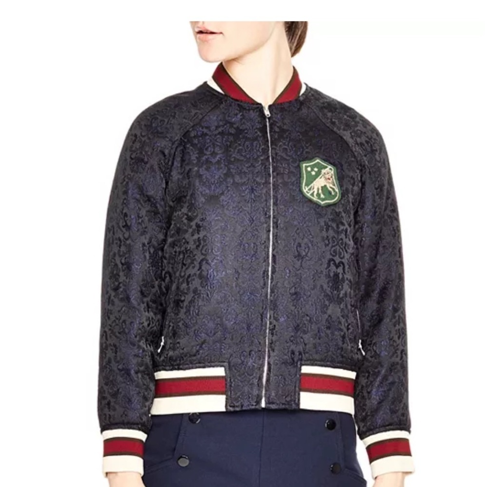 Sandro Brocade Bomber Jacket size 2